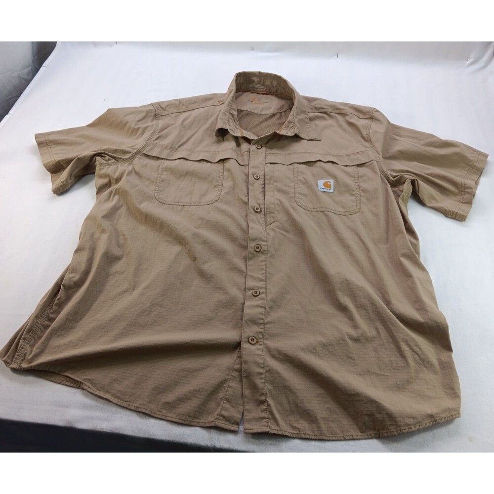 Carhartt 101178 Force Mandan Mens 3XL Brown Ripstop Vented S Sleeve Work Shirt